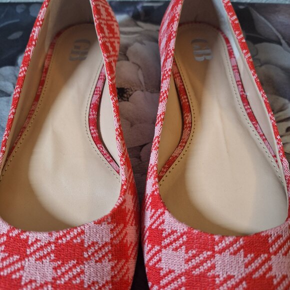 GIANNI BINI Women's Pink & Red Houndstooth Plaid Flats Size 8 1/2 - Picture 8 of 11